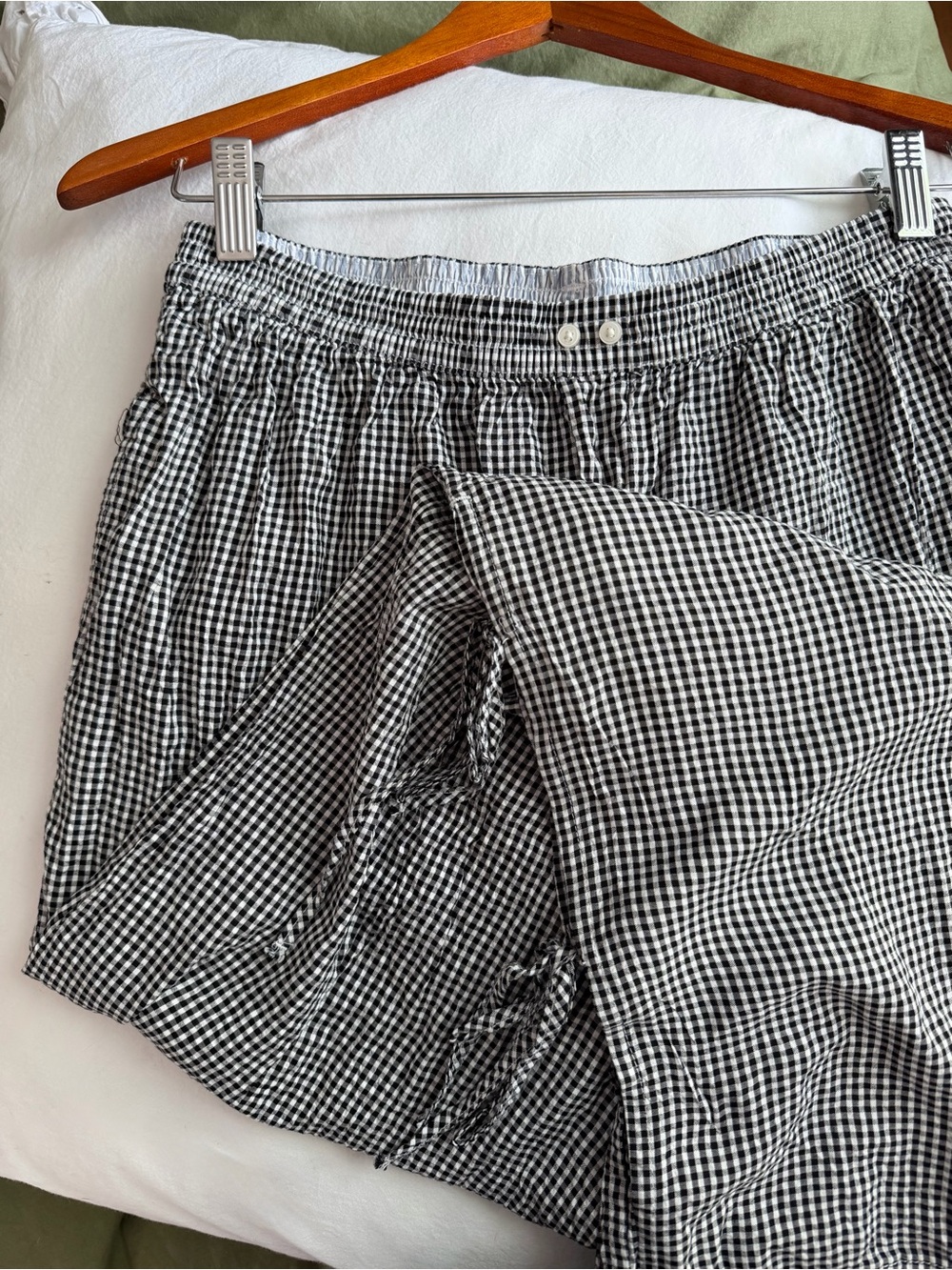 Aerie Black & White Gingham Easy Pants